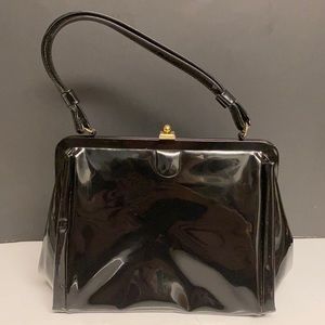 Garay Black Patent Leather Satchel Purse